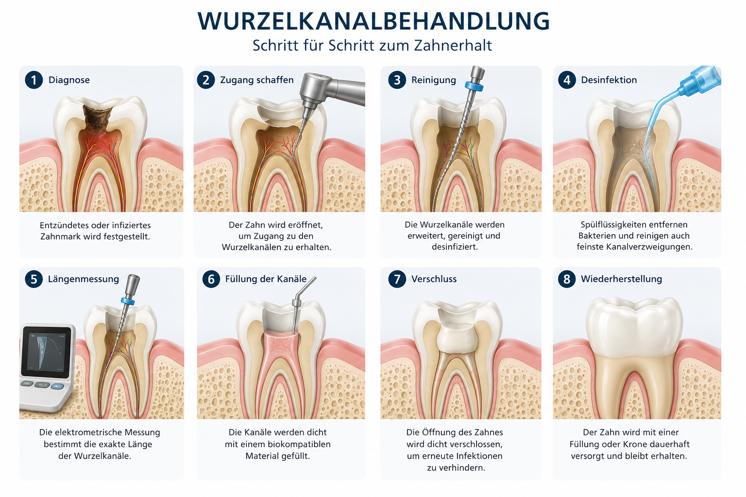 Wurzelkanalbehandlung in Düsseldorf, Schritt für Schritt Wurzelkanalbehandlung in Düsseldorf, Schritt für Schritt